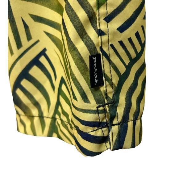 PrAna Retro Cropped Pants Activewear Yellow/Green Leaf Design Gorpcore size S - Picture 3 of 8